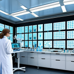 **Image Prompt:** A futuristic medical laboratory with holographic displays showing complex molecular structures being analyzed by quantum computers. Doctors in lab coats are collaborating, using advanced interfaces to design personalized medicine tailored to a patient's genetic profile. The scene should convey a sense of hope and innovation in healthcare.