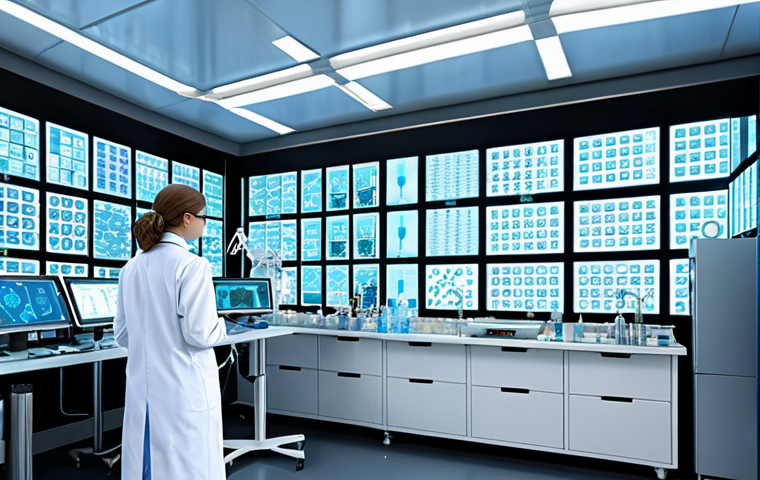 **Image Prompt:** A futuristic medical laboratory with holographic displays showing complex molecular structures being analyzed by quantum computers. Doctors in lab coats are collaborating, using advanced interfaces to design personalized medicine tailored to a patient's genetic profile. The scene should convey a sense of hope and innovation in healthcare.