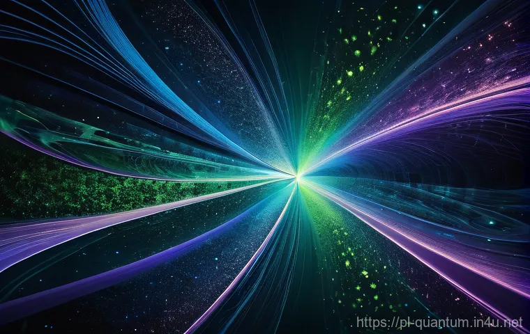 양자화학의 기초 원리 - **Prompt:** An ethereal and vibrant abstract representation of the quantum world, focusing on the "d...