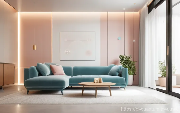 양자센서의 혁신적 기술 - **"A serene, futuristic home interior where a person (gender-neutral, fully clothed in comfortable, ...
