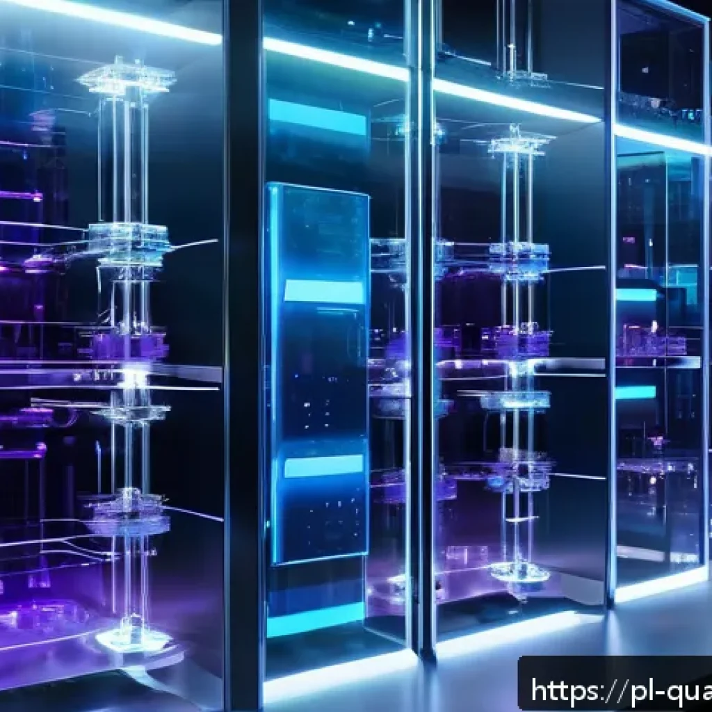 양자비트 - A highly detailed futuristic quantum computing laboratory scene set in a modern Polish research inst...