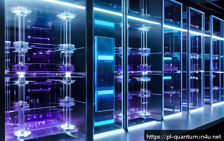 양자비트 - A highly detailed futuristic quantum computing laboratory scene set in a modern Polish research inst...