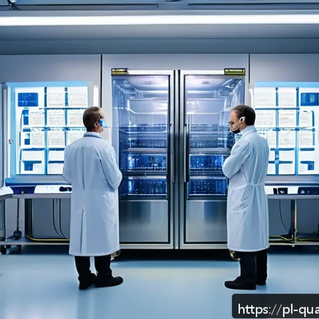 양자컴퓨터를 위한 하드웨어 혁신 - A high-tech quantum computing laboratory scene in Poland, showcasing a sophisticated dilution refrig...