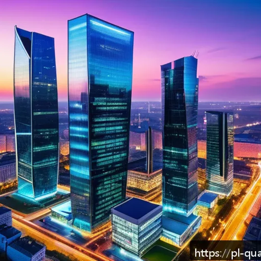 양자통신을 위한 고속 네트워크 - A futuristic Polish cityscape at dusk showcasing a quantum communication network in action, with glo...