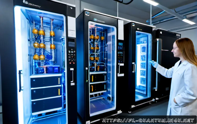 Home 17 양자컴퓨터의 발전 방향 - Photorealistic quantum computing research laboratory in Warsaw, Poland, a polished dilution refriger...